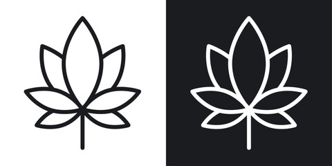 Marijuana icon set in black and white stroke lines