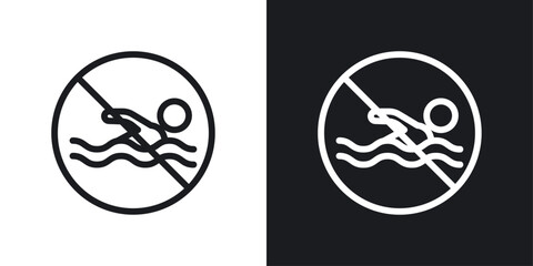 No swimming sign set in black and white stroke lines