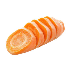 Sliced carrot pieces arranged on a Transparent background creating a clean and fresh look, slice carrot isolated on PNG background