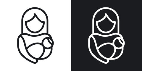 Postnatal care icon set in black and white stroke lines