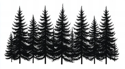 Fototapeta premium Misty pine forest with tall evergreen trees and soft morning light in a serene mountain landscape