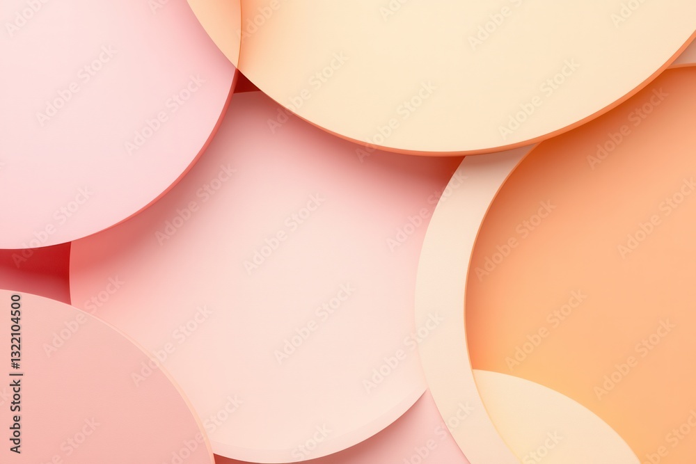 Poster Soft overlapping geometric shapes create a modern minimalist background in pastel tones for creative design resources and inspiration