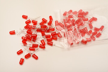 Red and orange LED lamps. Electronic LED element.