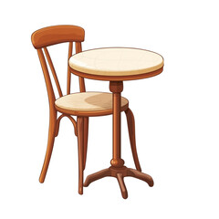 Cozy wooden chair and table set perfect for a quiet cafe moment