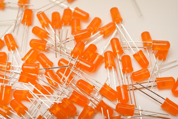 Red and orange LED lamps. Electronic LED element.