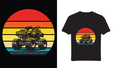 retro vintage monster truck t shirt design © Mdabdullah