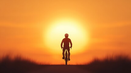 Silhouette of a Cyclist Against a Vibrant Sunset