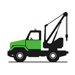 Naklejka premium Crane truck vector icon in black and green, contemporary design