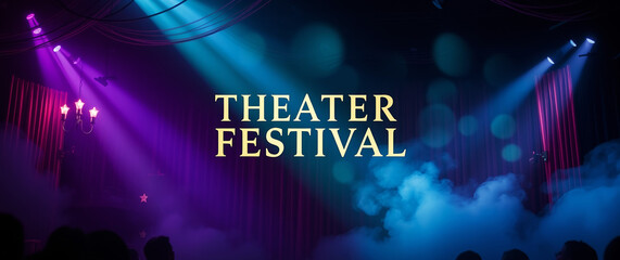 Theater festival banner with dramatic lighting and atmospheric effects