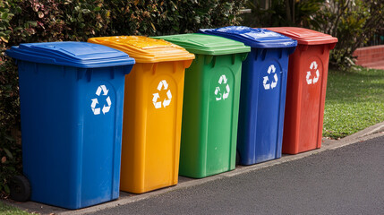 Waste segregation. Sorting garbage by material and type in colored trash cans. Separating and recycling garbage  infographic. Garbage and trash, ecology rubbish recycling illustration