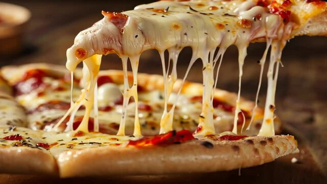 Frische Pizza mit geschmolzenem K&auml;se und knusprigem Rand