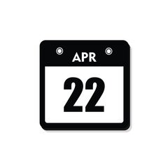 calender icon, 22 april icon with white background