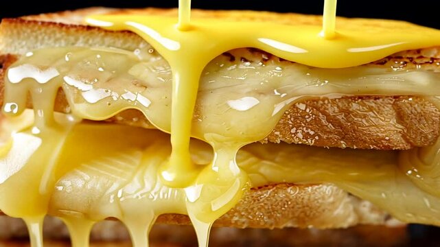 Goldbraunes gegrilltes K&auml;sesandwich mit geschmolzenem K&auml;se serviert