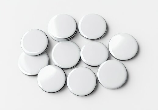 Blank round white promotional badges - Powered by Adobe