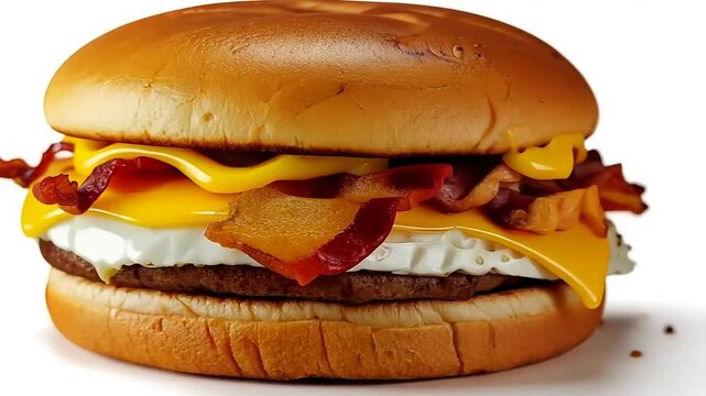 Bacon Egg Cheeseburger mit fl&uuml;ssigem K&auml;se und Speck