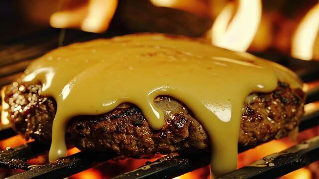 Frisch gegrillter Burger mit geschmolzenem K&auml;se belegt