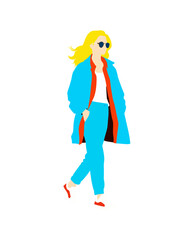 Flat vector people and illustration, woman with casual outfit
