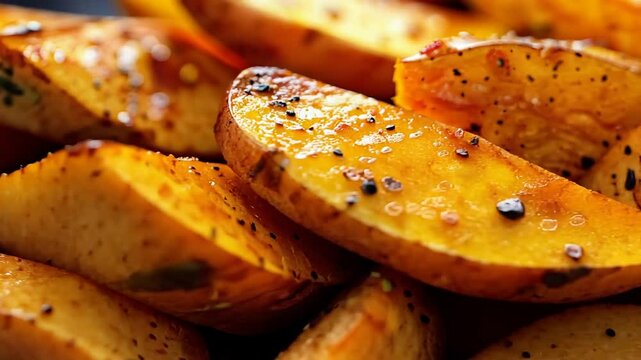 Gegrillte S&uuml;&szlig;kartoffeln mit Gew&uuml;rzen auf einem Teller serviert