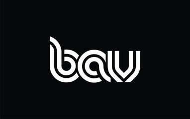 Obraz premium BAV Creative Unique Modern Letter Logo Design. Stylized logo featuring a unique letter design, presenting abstract minimalist aesthetics and modern appeal.