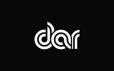 DAR Creative Unique Modern Letter Logo Design. Stylized logo featuring a unique letter design, presenting abstract minimalist aesthetics and modern appeal.