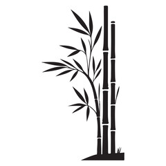 Obraz premium Bamboo Stalk Silhouette Illustration Natural Asian Plant Tranquil Design