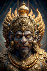 Fototapeta premium Hindu God Narasimha – Vishnu's Fierce Avatar with Lion Face and Human Body