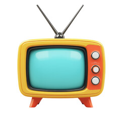 Retro TV Set. A Cartoon Television With Antenna On Transparent Background.