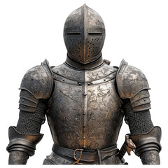 Medieval Knight in Full Plate Armor with Helmet - Transparent Background PNG