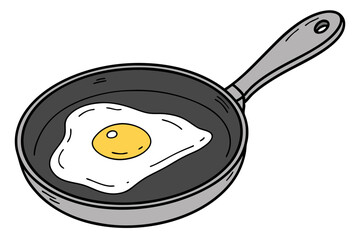 Fried Egg Vector Art with Sunny-Side Up Style on White Background