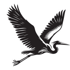 Fototapeta premium Majestic Heron in Flight A Striking Silhouette Illustration for Design