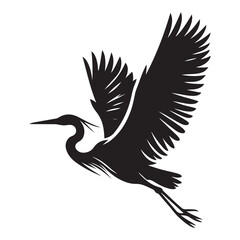 Silhouette Flying Great Blue Heron Vector Illustration Wildlife Design