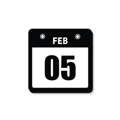 calender icon, 05 february icon with white background