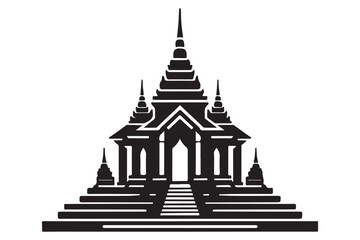 Fototapeta premium Intricate Asian Temple Silhouette Vector Illustration for Cultural Designs