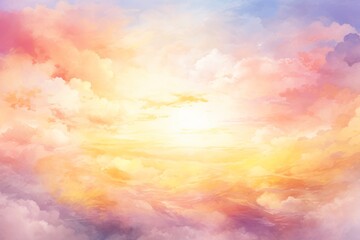 Obraz premium Heavenly Cloudscape Soft, Pastel Colors of Pink, Purple and Yellow in a Dreamy Sky Background.