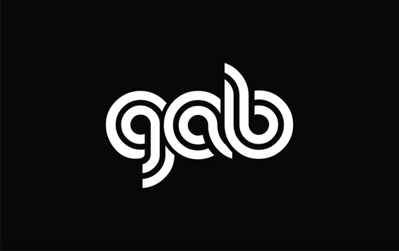 GAB Creative Unique Modern Letter Logo Design. Stylized logo featuring a unique letter design, presenting abstract minimalist aesthetics and modern appeal.