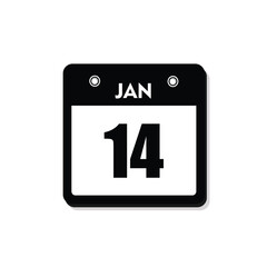 calender icon, 14 january icon with white background