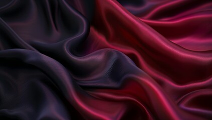 Obraz premium Deep red silk fabric with smooth ripples and soft black shading