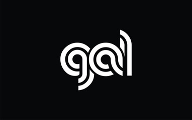 GAL Creative Unique Modern Letter Logo Design. Stylized logo featuring a unique letter design, presenting abstract minimalist aesthetics and modern appeal.