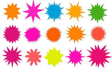 Colorful starburst labels or sticker template set