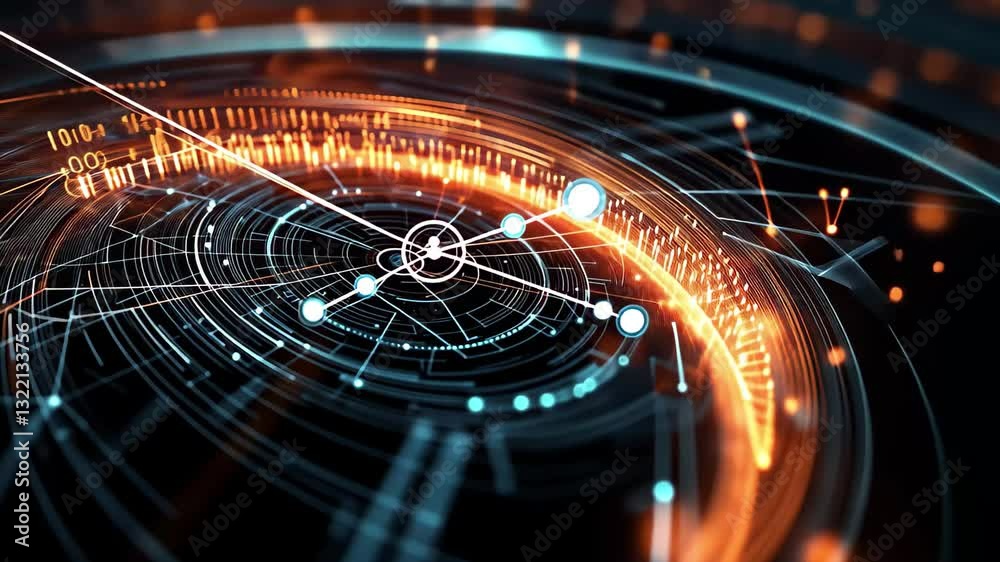 Poster speedometer on a networked connection design showcasing dynamic data flow and visualization, speedom