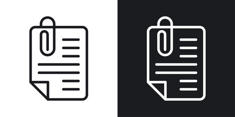 Attach document icons set in black and white stroke lines