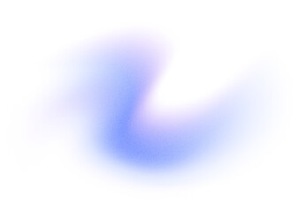 Abstract gradient shape with noise. Blue blurred grainy color gradation, vibrant design element. Figure with soft flow effect, isolated on white. Vector illustration.