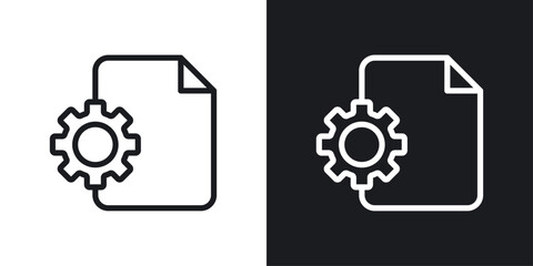 Document settings icons set in black and white stroke lines