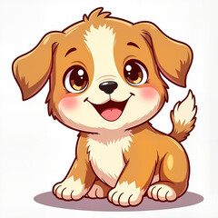 Fototapeta premium Playful puppy wagging its tail in adorable kawaii style, joyfulness