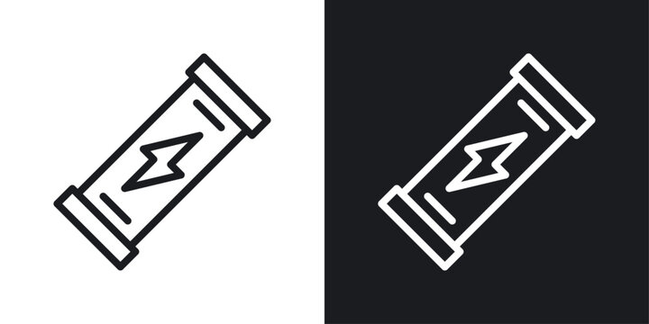 Protein bar icons set in black and white stroke lines