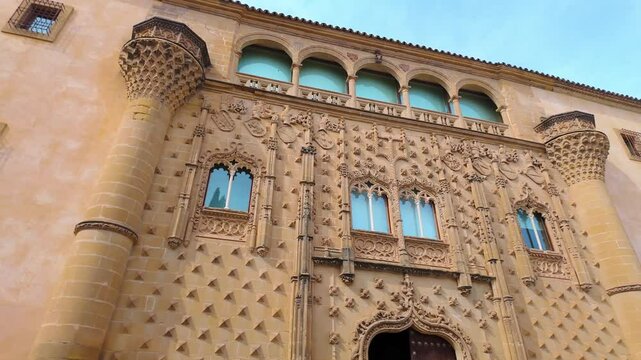 Facade of the University of Baeza in medieval style, a World Heritage Site, Jaen.
