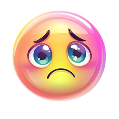 Sad emoji with big eyes feeling down and blue