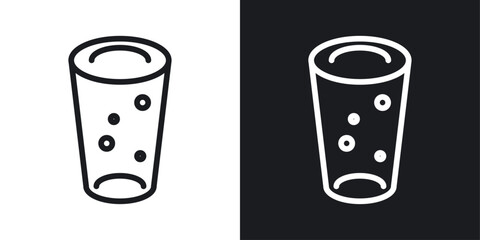 Water glass icons set in black and white stroke lines