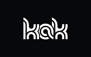 KAK Creative Unique Modern Letter Logo Design. Stylized logo featuring a unique letter design, presenting abstract minimalist aesthetics and modern appeal.
