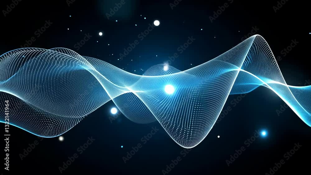 Poster dynamic blue waves of light creating a mesmerizing visual display of energy and motion in a dark bac